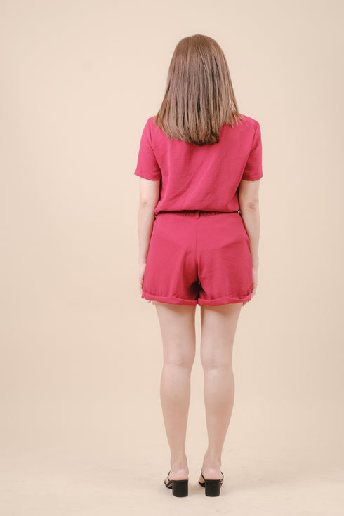 Sienna Paperbag Shorts in Maroon